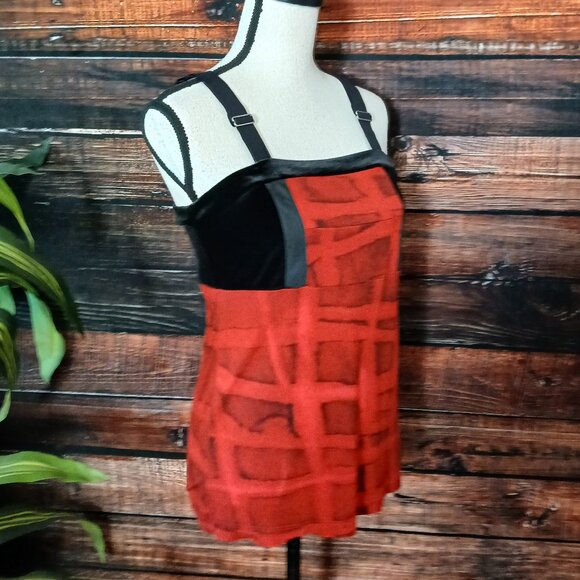 Simply Vera Wang Top M Rayon Cami Adjustable Strap Velvet Trim - Picture 7 of 10